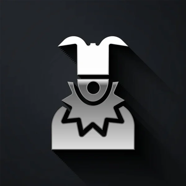 Ікона Голови Срібного Джокера Ізольована Чорному Тлі Підпис Джестера Довгий — стоковий вектор