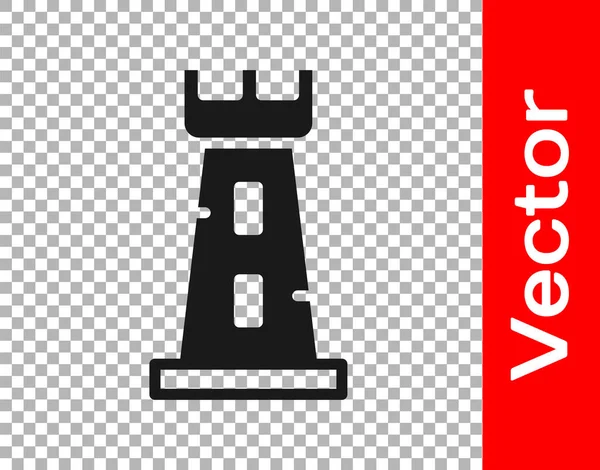 Icono Torre Castillo Negro Aislado Sobre Fondo Transparente Signo Fortaleza — Vector de stock
