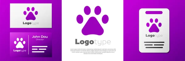 Logotype Paw Print Icon Isolated White Background Dog Cat Paw — Stock Vector