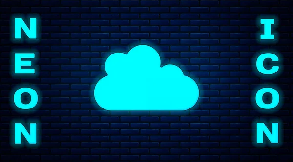 Ragyogó Neon Cloud Ikon Elszigetelt Téglafal Háttér Vektor — Stock Vector