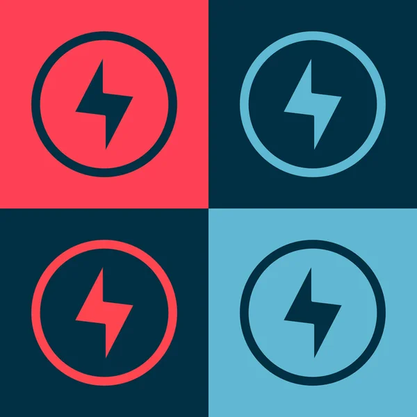 Pop Art Lightning Bolt Icon Isolated Color Background Flash Sign — Stock Vector