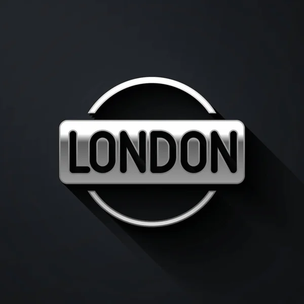 Signo Plata Londres Aislado Sobre Fondo Negro Estilo Sombra Larga — Vector de stock