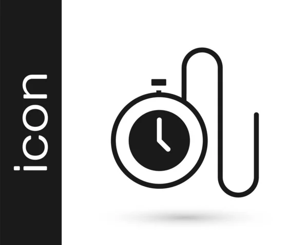 Reloj Negro Con Icono Cadena Aislado Sobre Fondo Blanco Vector — Vector de stock