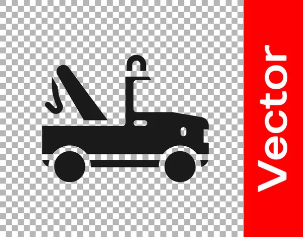 Black Tow Truck Icon Isolated Transparent Background Vector — Stock Vector