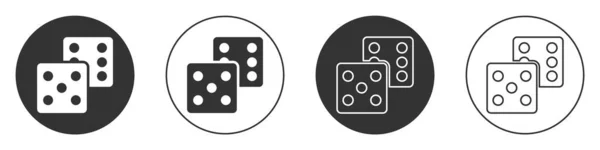 Ícone Dados Black Game Isolado Fundo Branco Jogo Casino Botão — Vetor de Stock