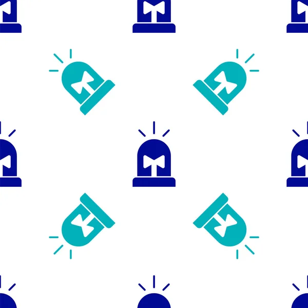 Blauer Blinker Sirene Symbol Isoliert Nahtlose Muster Auf Weißem Hintergrund — Stockvektor