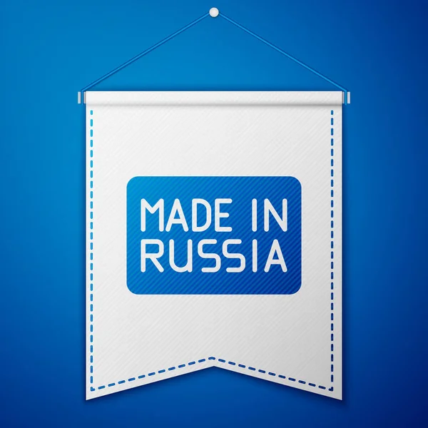 Bleu Fabriqué Russie Icône Isolée Sur Fond Bleu Modèle Fanion — Image vectorielle