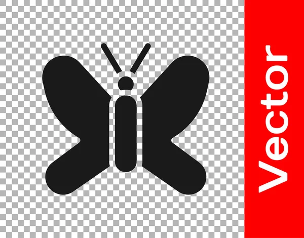 Icono Mariposa Negra Aislado Sobre Fondo Transparente Vector — Vector de stock