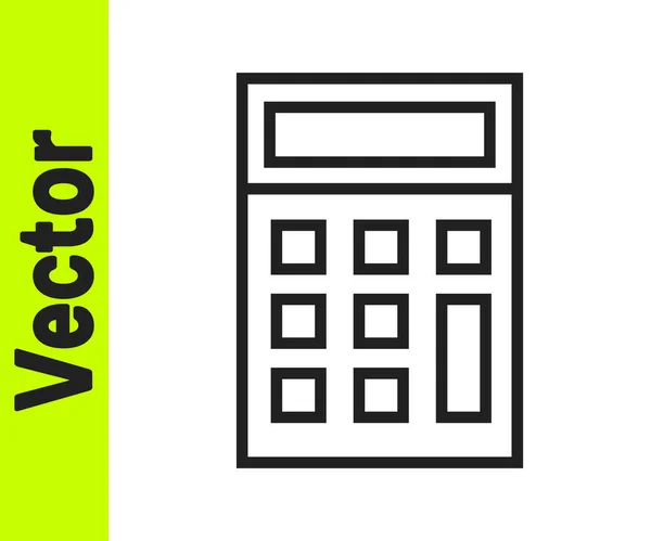 Icône Calculatrice Ligne Noire Isolée Sur Fond Blanc Symbole Comptable — Image vectorielle