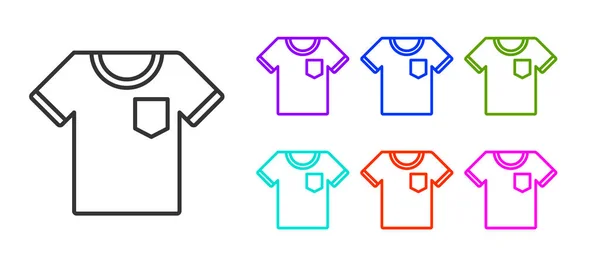 Ícone Camiseta Linha Preta Isolado Fundo Branco Definir Ícones Coloridos —  Vetores de Stock