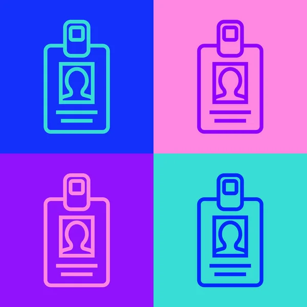 Pop Art Ligne Icône Badge Identification Isolé Sur Fond Couleur — Image vectorielle