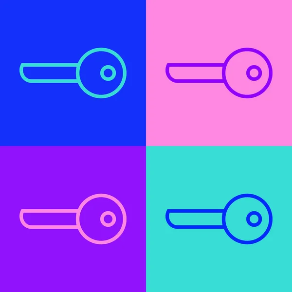 Pop Art Line Key Icon Isolated Color Background Vector Illustration — Stock Vector