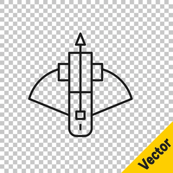 Черная Линия Арбалет Бой Стрелкой Значок Изолирован Прозрачном Фоне Вектор — стоковый вектор