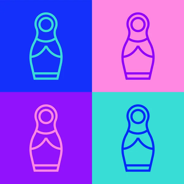 Pop Art Ligne Poupée Russe Matryoshka Icône Isolée Sur Fond — Image vectorielle