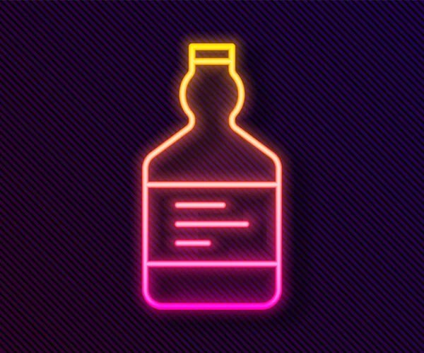 Leuchtende Neon Linie Tequila Flasche Symbol Isoliert Auf Schwarzem Hintergrund — Stockvektor