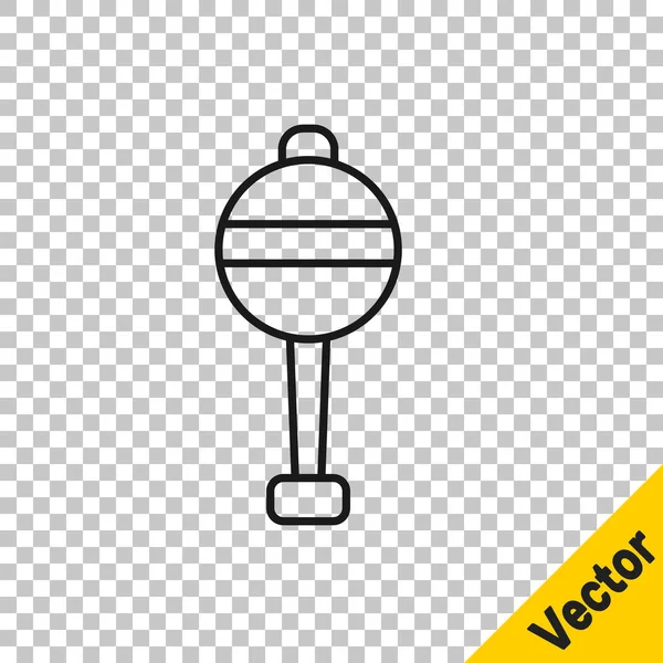 Черная Линия Rattle Baby Toy Значок Изолирован Прозрачном Фоне Знак — стоковый вектор
