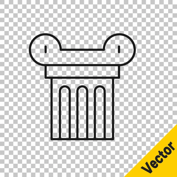 Black Line Ancient Column Icon Isolated Transparent Background Vector — Stock Vector