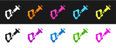 Siyah ve beyaz arkaplanda GDO şırınga simgesini izole et. Genetik olarak değiştirilmiş organizma kısaltması. DNA gıda modifikasyonu. Vektör.