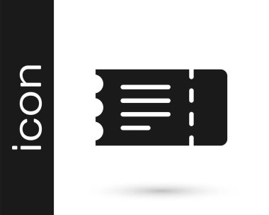 Siyah tren bileti ikonu beyaz arka planda izole edildi. Demiryolu ile seyahat et. Vektör.