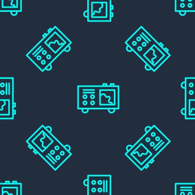 Yeşil çizgi spektrometre simgesi mavi arkaplanda izole edilmiş kusursuz desen. Vektör.