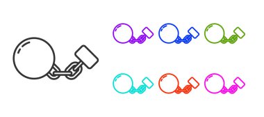 Beyaz arka planda izole edilmiş siyah çizgi top ikonu. Simgeleri renklendirin. Vektör.