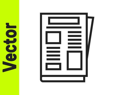 Siyah çizgi haber simgesi beyaz arkaplanda izole edildi. Gazete tabelası. Kitle iletişim sembolü. Vektör.