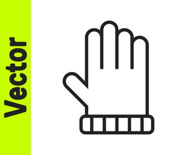 Siyah çizgi Noel eldiveni simgesi beyaz arkaplanda izole edilmiş. Vektör.