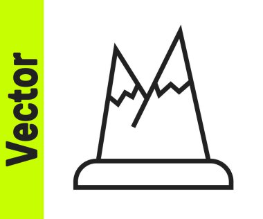 Siyah çizgi dağ simgesi beyaz arkaplanda izole edildi. Zaferin ya da başarının sembolü. Vektör.