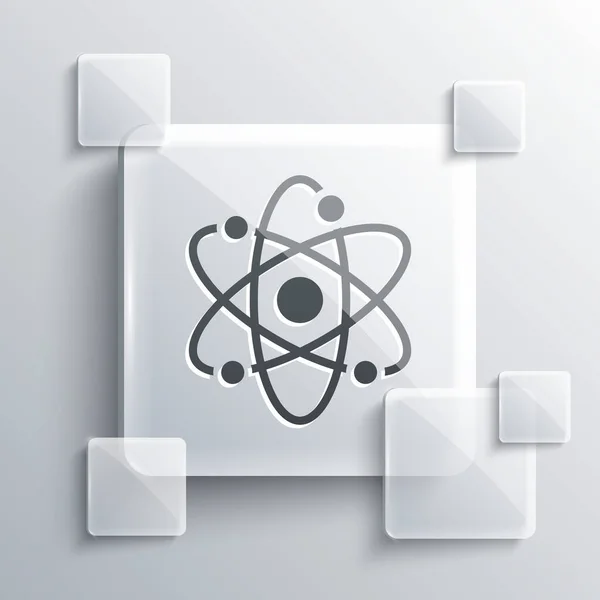 Szara Ikona Atoma Odizolowana Szarym Tle Symbol Nauki Edukacji Fizyki — Wektor stockowy