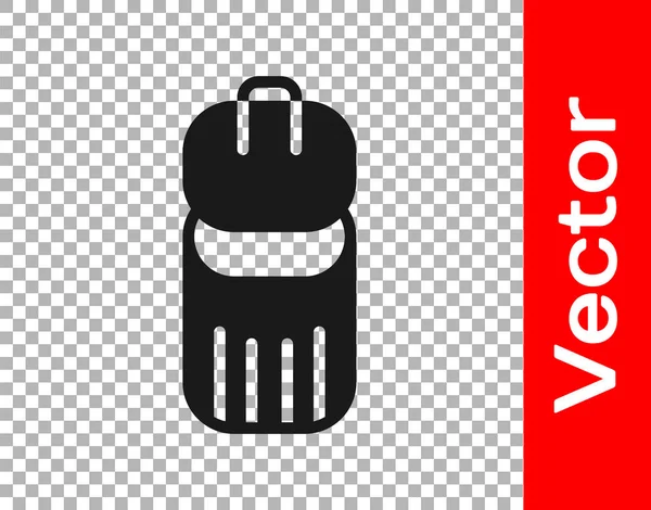 Black Trash Can Icon Isolated Transparent Background Garbage Bin Sign — Stock Vector