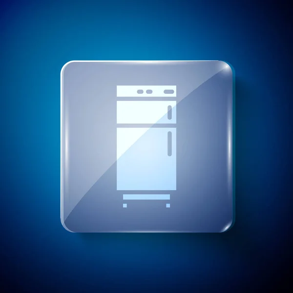 White Refrigerator Icon Isolated Blue Background Fridge Freezer Refrigerator Household — Stock Vector