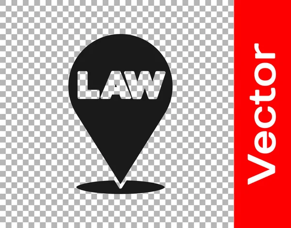 Black Location Law Symbol Isoliert Auf Transparentem Hintergrund Vektor — Stockvektor