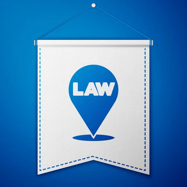Синий Значок Закона Локализации Выделен Синем Фоне Шаблон Белого Вымпела — стоковый вектор