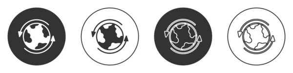 Чорна Піктограма Всьому Світі Ізольована Білому Тлі Шпилька Глобусі Кнопка — стоковий вектор