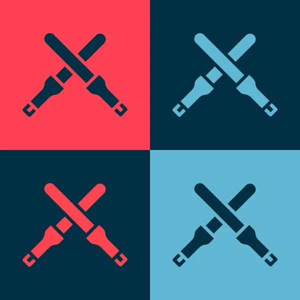 Pop Art Marshalling Wands Aircraft Icon Isolated Color Background Marshaller — Stock Vector