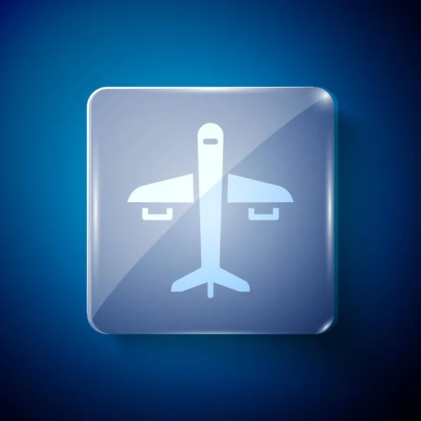 Ikona Bílé Roviny Izolovaná Modrém Pozadí Ikona Létajícího Letadla Letecká — Stockový vektor