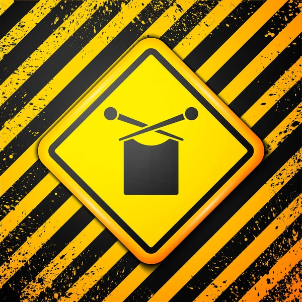 Icono Punto Negro Aislado Sobre Fondo Amarillo Emblema Lana Con — Vector de stock