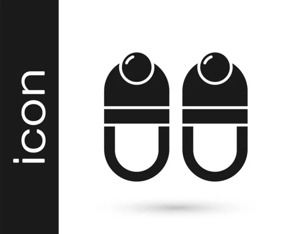 Zwarte Slippers Pictogram Geïsoleerd Witte Achtergrond Slippers Het Bord Vector — Stockvector