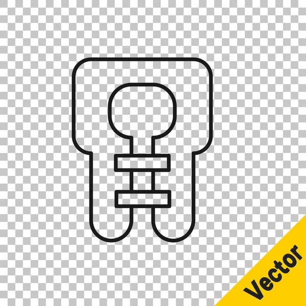 Línea Negra Icono Chaqueta Salvavidas Aislado Sobre Fondo Transparente Icono — Archivo Imágenes Vectoriales