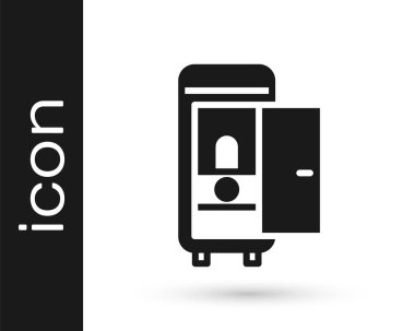 Tren vagonundaki siyah tuvalet beyaz arka planda izole edilmiş. Vektör.