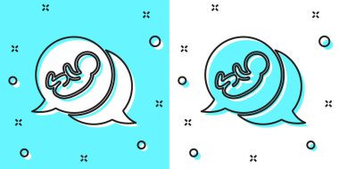 Siyah çizgi bebek ikonu yeşil ve beyaz arka planda izole edildi. Rastgele dinamik şekiller. Vektör.