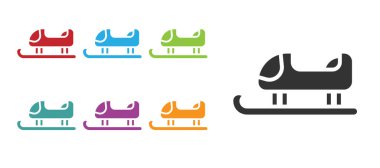 Siyah Kızak simgesi beyaz arkaplanda izole edildi. Kış ulaşım aracı. Simgeleri renklendirin. Vektör.