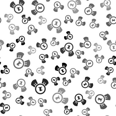 Siyah Madalya ikonu, beyaz arka planda kusursuz desen izole etti. Kazanan sembol. Vektör.