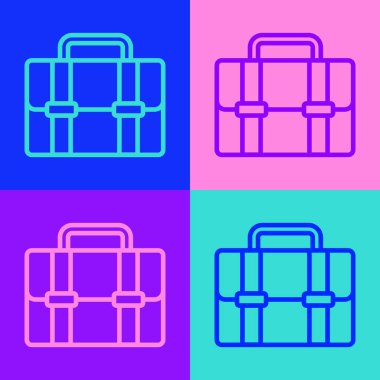 Pop Art Line Evrak Çantası simgesi renk arkaplanında izole edildi. İş ilanı. İş portföyü. Vektör.