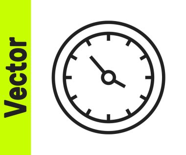 Siyah çizgi tren istasyonu saat simgesi beyaz arkaplanda izole edildi. Vektör.