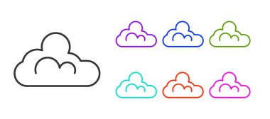 Siyah çizgi Bulut hava durumu ikonu beyaz arkaplanda izole edildi. Simgeleri renklendirin. Vektör.