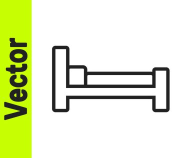 Siyah çizgi yatak simgesi beyaz arkaplanda izole edildi. Vektör.