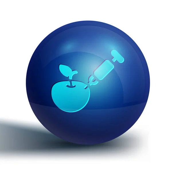 Bleu Icône Pomme Génétiquement Modifiée Isolée Sur Fond Blanc Fruits — Image vectorielle