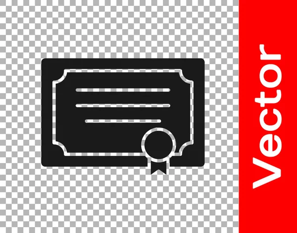 Das Schwarze Symbol Der Zertifikatsvorlage Isoliert Auf Transparentem Hintergrund Leistung — Stockvektor
