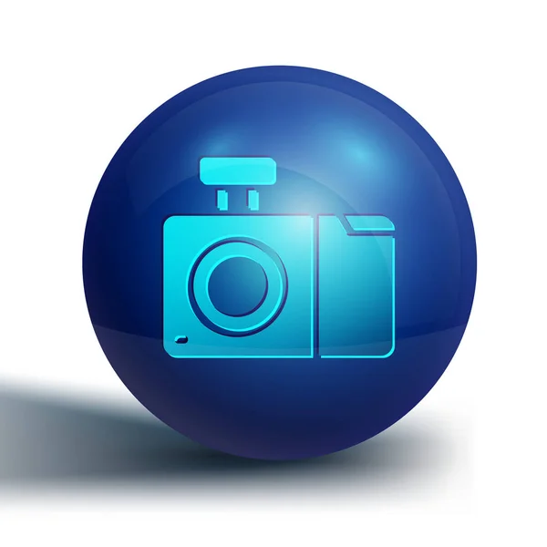 Blauwe Fotocamera Pictogram Geïsoleerd Witte Achtergrond Foto Camera Icoon Blauwe — Stockvector